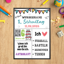 Laden Sie das Bild in den Galerie-Viewer, Geschenk zum Schulanfang Personalisiert Schulkind Geschenkidee Schulanfänger
