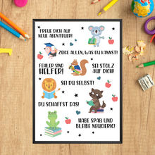 Laden Sie das Bild in den Galerie-Viewer, Affirmationsposter Geschenk Schulanfang Einschulung Mutmacher Motivation