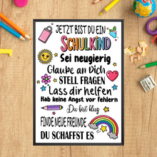 Laden Sie das Bild in den Galerie-Viewer, Schulkind Karte Einschulung Schulanfang Glückwunschkarte Erster Schultag
