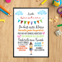 Laden Sie das Bild in den Galerie-Viewer, Personalisiertes Geschenk zur Einschulung Mädchen Schulanfang Schultüte