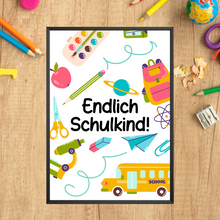 Laden Sie das Bild in den Galerie-Viewer, Geschenk zur Einschulung Jungen Mädchen Schulkind Einschulungsposter Schulanfang
