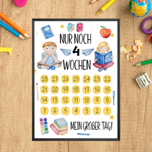 Laden Sie das Bild in den Galerie-Viewer, Einschulung Geschenk Countdown Schulanfang Schulkind Geschenkidee Schulanfänger