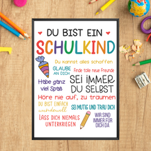 Laden Sie das Bild in den Galerie-Viewer, Schulkind Einschulung Geschenk Jungen Mädchen Einschulungsposter Schulanfang