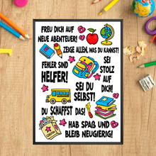 Laden Sie das Bild in den Galerie-Viewer, Affirmationsposter Geschenk Schulanfang Affirmation Einschulung Schulanfänger