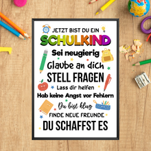 Laden Sie das Bild in den Galerie-Viewer, Schulkind Karte Einschulung Glückwunschkarte Schulanfang Erster Schultag