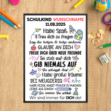 Laden Sie das Bild in den Galerie-Viewer, Personalisiertes Geschenk Schulanfang Affirmation Schultüte Einschulung