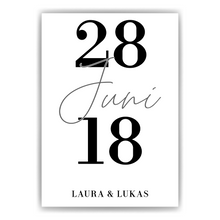 Laden Sie das Bild in den Galerie-Viewer, Personalisiertes Partner Poster mit Datum & Namen Jahrestag Geschenk für Paare Verlobte