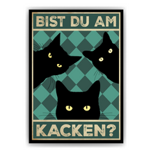 Laden Sie das Bild in den Galerie-Viewer, Bist du am Kacken? Katzen Poster Badezimmer Gästebad Wandbild Klo Toilette Dekoration Lustiges Gäste-WC Bild DIN A4 - Katzen 01