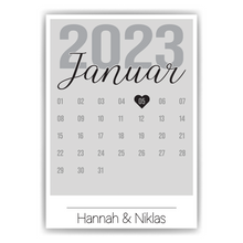 Laden Sie das Bild in den Galerie-Viewer, Personalisiertes Poster für Paare Verlobte Kalender Jahrestag Geschenk zur Hochzeit Datum Namen Hochzeitsgeschenk