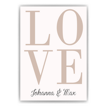 Laden Sie das Bild in den Galerie-Viewer, LOVE Partner Poster Personalisiert mit Namen Geschenk zur Hochzeit Poster für Paare Verlobte