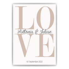 Laden Sie das Bild in den Galerie-Viewer, LOVE Partner Poster Personalisiert Namen & Datum Jahrestag Geschenk zur Hochzeit Poster