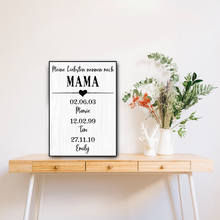 Laden Sie das Bild in den Galerie-Viewer, Personalisiertes Mama Poster mit Namen und Geburtsdaten Geschenk für Mama und Oma Muttertag Geschenkidee Mama Geburtstag