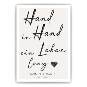 Hand in Hand ein Leben lang - Personalisiertes Partner Poster mit Namen & Datum | Jahrestag Geschenk zur Hochzeit Poster