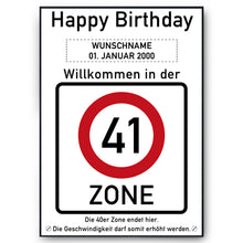 Laden Sie das Bild in den Galerie-Viewer, 41. Geburtstag Geschenk personalisiert Verkehrszeichen Deko Geburtstagsgeschenk Happy Birthday Geburtstagskarte