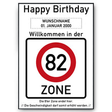 Laden Sie das Bild in den Galerie-Viewer, 82. Geburtstag Geschenk personalisiert Verkehrszeichen Deko Geburtstagsgeschenk Happy Birthday Geburtstagskarte
