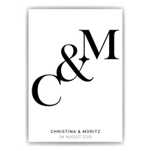 Laden Sie das Bild in den Galerie-Viewer, Initialen Partner Poster Personalisiert mit Datum & Namen Jahrestag Hochzeit Geschenk