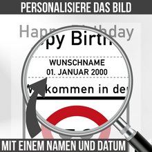 Laden Sie das Bild in den Galerie-Viewer, 4. Geburtstag Geschenk personalisiert Verkehrszeichen Deko Geburtstagsgeschenk Happy Birthday Geburtstagskarte