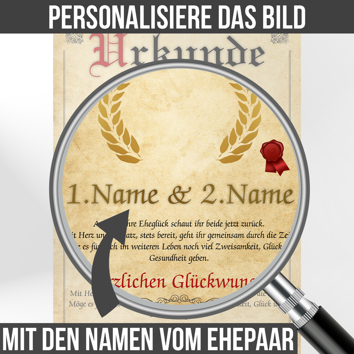 Personalisierte Urkunde zum 2. Hochzeitstag Geschenk Baumwollhochzeit
