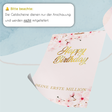 Laden Sie das Bild in den Galerie-Viewer, Geldgeschenk Geburtstag Frau | erste Million | Lustiges Geburtstagsgeschenk Freundin Witzige Geschenkidee Damen Geld verschenken