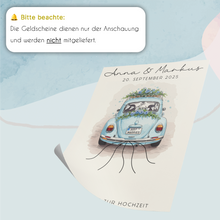 Laden Sie das Bild in den Galerie-Viewer, Hochzeitsauto Geldgeschenk Personalisiert Hochzeitsgeschenk personalisierbar Brautpaar Hochzeit