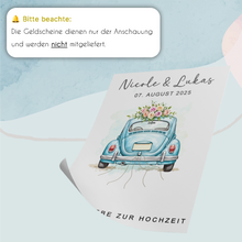 Laden Sie das Bild in den Galerie-Viewer, Hochzeitsauto Geldgeschenk Personalisiert Hochzeitsgeschenk personalisierbar Brautpaar