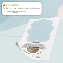 Laden Sie das Bild in den Galerie-Viewer, Personalisiertes Geldgeschenk zur Hochzeit Heißluftballon Hochzeitsgeschenk personalisierbar