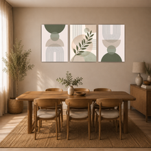 Laden Sie das Bild in den Galerie-Viewer, Beige Grün Poster 3er Set Wandbilder Botanisch Modern Wohnzimmer