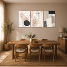 Laden Sie das Bild in den Galerie-Viewer, Abstrakte Frau Poster 3er Set Beige Modern Boho Wandbilder