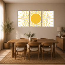Laden Sie das Bild in den Galerie-Viewer, Sonnen Poster 3er Set Gelb Minimalistische Wandbilder Modern