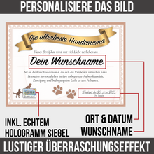 Laden Sie das Bild in den Galerie-Viewer, Hundemama Geschenk personalisiert Poster Zertifikat Hundeliebhaber Urkunde Hundemama Geschenk personalisiert Hundebesitzer