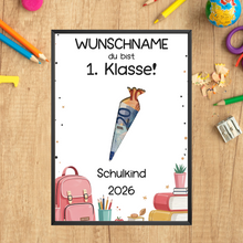 Laden Sie das Bild in den Galerie-Viewer, Personalisiertes Geldgeschenk zum Schulanfang Schultüte 1. Klasse Schulkind