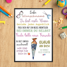 Laden Sie das Bild in den Galerie-Viewer, Personalisiertes Geschenk zur Einschulung Mädchen Schulanfang Schultüte
