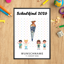 Laden Sie das Bild in den Galerie-Viewer, Geldgeschenk Einschulung Personalisiert Karte Schulanfang Schultüte