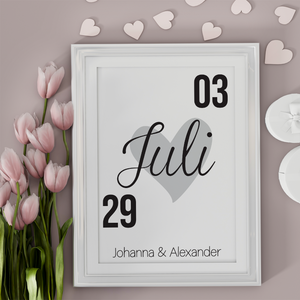 Jahrestag Poster Personalisiert Datum Namen Partner Geschenk zur Hochzeit Poster für Paare Verlobte Hochzeitsgeschenk