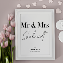 Laden Sie das Bild in den Galerie-Viewer, MR & MRS Hochzeitsposter Personalisiert MR & MR gleichgeschlechtliche Paare MRS & MRS Ehe Hochzeitstag