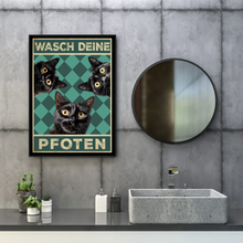 Laden Sie das Bild in den Galerie-Viewer, Lustiges Katzen Poster Badezimmer Gästebad Wandbild Katzenliebhaber Toilette Deko Gäste-WC - Motiv 5