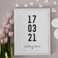 Laden Sie das Bild in den Galerie-Viewer, Jahrestag Partner Poster Personalisiert Datum Namen | Geschenk zur Hochzeit Paare Verlobte