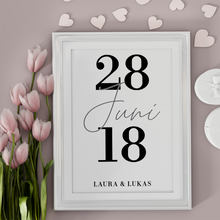 Laden Sie das Bild in den Galerie-Viewer, Personalisiertes Partner Poster mit Datum & Namen Jahrestag Geschenk für Paare Verlobte