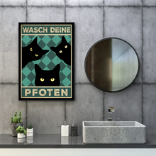 Laden Sie das Bild in den Galerie-Viewer, Lustiges Katzen Poster Badezimmer Gästebad Wandbild Katzenliebhaber Toilette Deko Gäste-WC - Motiv 7