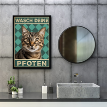 Laden Sie das Bild in den Galerie-Viewer, Lustiges Katzen Poster Badezimmer Gästebad Wandbild Katzenliebhaber Toilette Deko Gäste-WC - Motiv 3