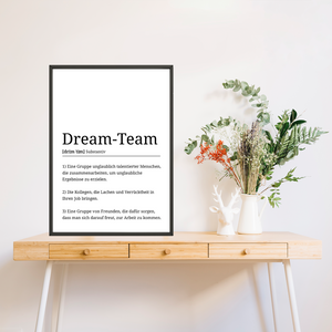 Dream-Team Definition Poster Mitarbeiter Geschenk Kollegen