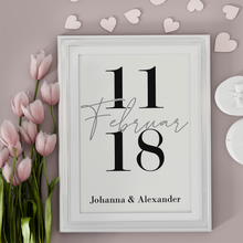 Laden Sie das Bild in den Galerie-Viewer, Jahrestag Poster Personalisiert Datum Namen Partner Geschenk zur Hochzeit Paare Verlobte