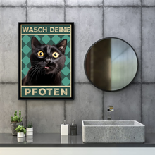 Laden Sie das Bild in den Galerie-Viewer, Lustiges Katzen Poster Badezimmer Gästebad Wandbild Katzenliebhaber Toilette Deko Gäste-WC - Motiv 4