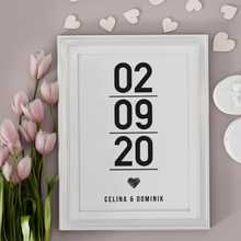 Laden Sie das Bild in den Galerie-Viewer, Jahrestag Partner Poster Personalisiert Datum Namen | Geschenk zur Hochzeit Poster für Paare Verlobte Hochzeitsgeschenk