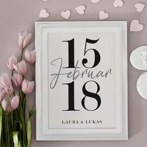 Personalisiertes Partner Poster mit Datum & Namen Jahrestag Geschenk zum Hochzeitstag Paare Verlobte