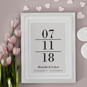 Partner Poster Personalisiert Koordinaten Datum Namen Jahrestag Geschenk zur Hochzeit