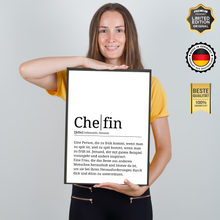 Laden Sie das Bild in den Galerie-Viewer, Chefin Definition Poster Vorgesetzte Geschenk Kollegen