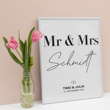 Laden Sie das Bild in den Galerie-Viewer, MR & MRS Hochzeitsposter Personalisiert MR & MR gleichgeschlechtliche Paare MRS & MRS Ehe Hochzeitstag
