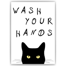 Laden Sie das Bild in den Galerie-Viewer, Lustiges Katzen Poster Badezimmer Gästebad Wandbild Katzenliebhaber Toilette Deko Gäste-WC - Motiv 1