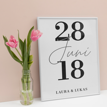 Laden Sie das Bild in den Galerie-Viewer, Personalisiertes Partner Poster mit Datum & Namen Jahrestag Geschenk für Paare Verlobte